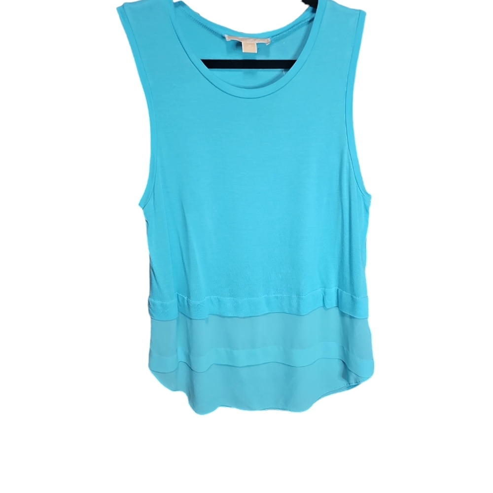 Michael Kors Aqua Blue Mixed Media Sleeveless Top - Picture 8 of 8